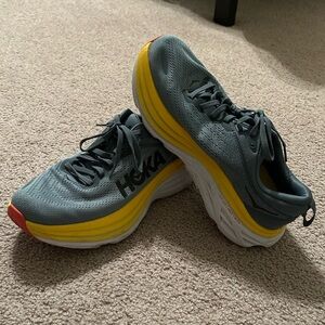 Hoka One One Men's Gray and Yellow Athletic Running Shoes